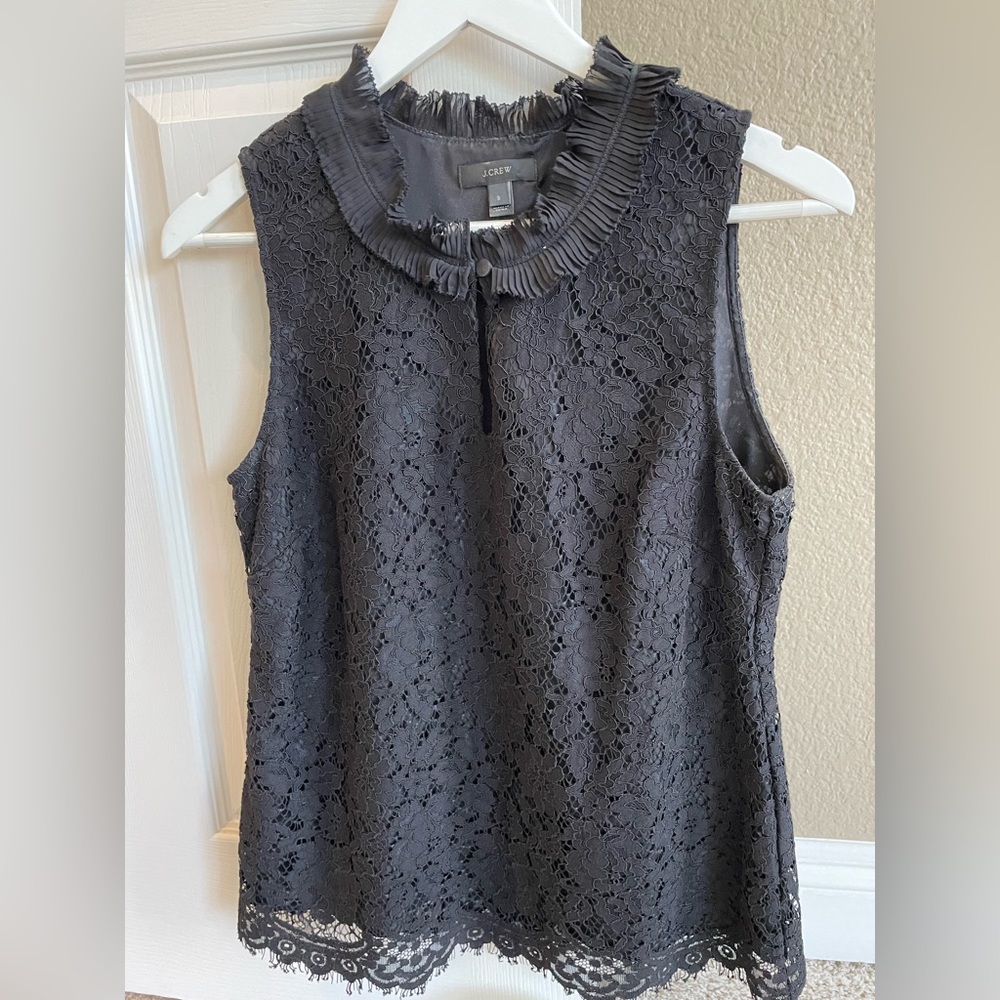 Women's J. Crew Black Lace Top - Size Small - EUC!